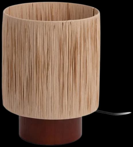 Lámpara sobremesa pantalla rafia base madera Ø21x29 cm E27 - OPLS0018