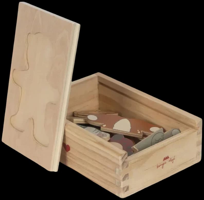 Puzzle osito de madera para vestir animales fsc