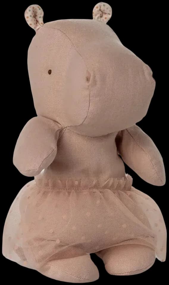 Peluche Safari Friends - Small Hippo soft rose with skirt