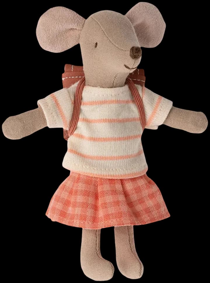 Ratoncito - Trycicle mouse big sister with bag - Coral