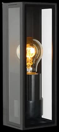 Apliqué metal vidrio negro exterior / interior largo 25,8 x 8,6 x 9 cms ato IP65 E27 - LUAP0068