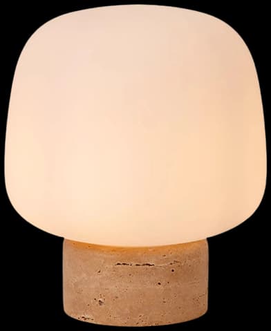 Lámpara de mesa travertino taupe vidrio opal Ø22 cm E14 - LULS0209