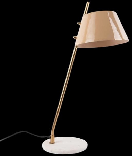 Lámpara sobremesa metal caramelo dorado mármol blanco Ø16x53 cm E14 - PGLS0051