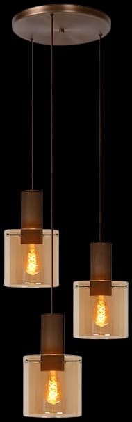 Lámpara colgante metal café vidrio ámbar Ø 50 cm 3 luces E27 - LULC0169