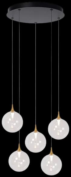 Lámpara colgante vidrio metal negro dorado Ø480 cm LED 5x3.8W - LULC0279