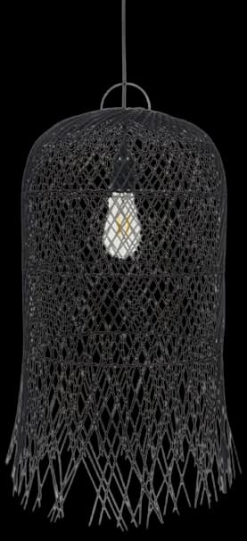 Lámpara colgante ratán negro Ø33x61 cm E27 - PLLC0004