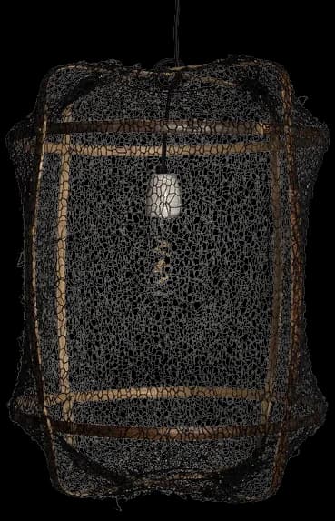 Lámpara colgante bambú malla sisal negro Ø41 cm E27 - AYLC0004