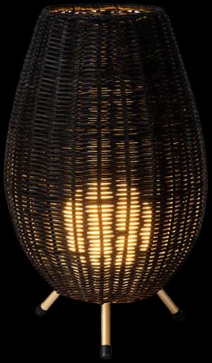 Lámpara sobremesa aluminio ratán negro Ø22x36 cm G9 - LULS0157