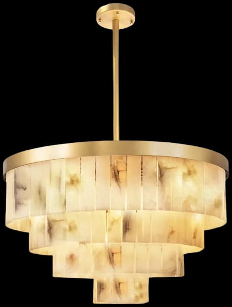 Lámpara colgante metal bronce alabastro blanco jaspeado Ø81x1,51 cm 16 luces E14 - LGLC0127