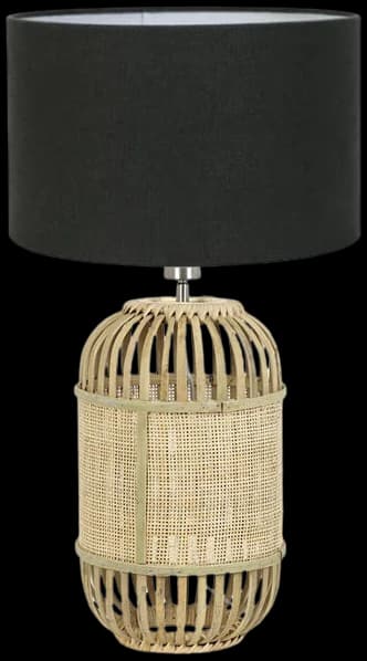 Lámpara sobremesa ratán pantalla tela Ø 23x62 cm E27 - LLLS0213