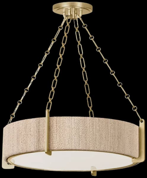Lámpara colgante metal bronce fibra natural Ø51x1,23 cm - LGLC0183