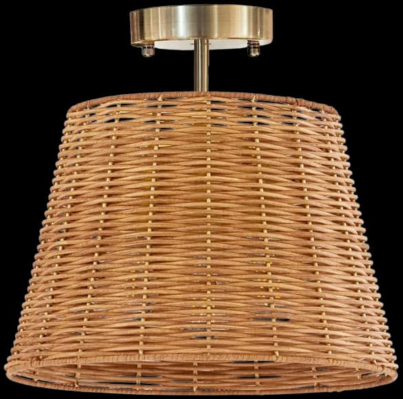 Plafón metal bronce ratán natural Ø32x34 cm E27 - LGPL0014