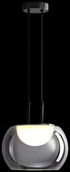 Lámpara colgante metal negro vidrio humo 19cm 5W LED - RILC0014