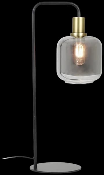 Lámpara sobremesa metal vidrio negro dorado humo Ø 18x58 cm E27 - LLLS0185