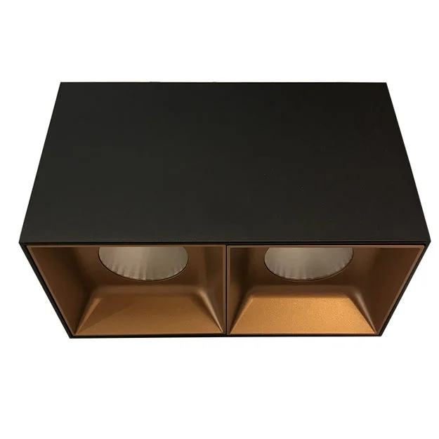 Foco sobrepuesto fijo dimeable metal negro oro mate 18,5x11,4 cm 2 luces LED 12W - TOFO0042
