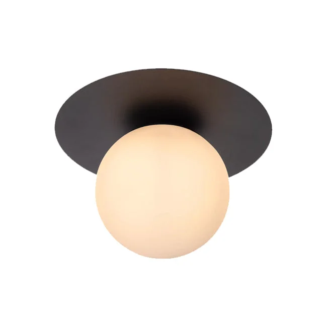 Plafón metal negro vidrio opal Ø25x17,5 cm E27 - LUPL0079