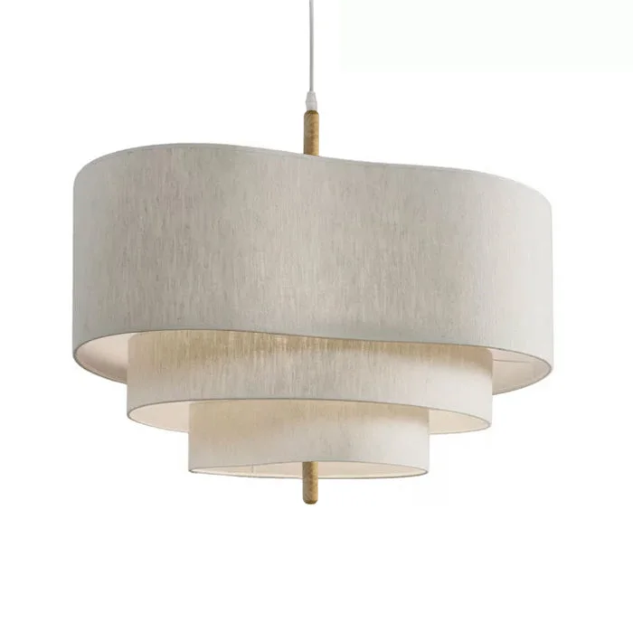 Lámpara colgante tela detalles en madera Ø58x35.5CM cm E27 - TOLC0036