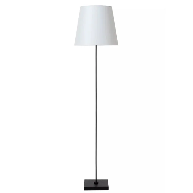 Lámpara de pie metal negro tela blanco Ø35 cm E27 - LULP0111