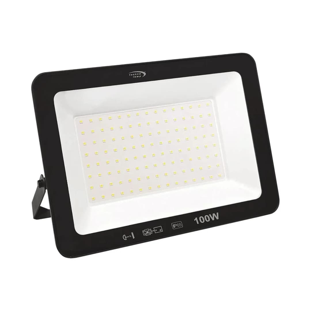 Proyector de área aluminio vidrio negro exterior IP65 26x19 cm LED 100W - MUFO0142