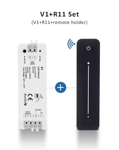 Dimer RF + Control inalámbrico tipo R11 Voltage constante 40w - 288w/ 5-36VCD - TODI0004