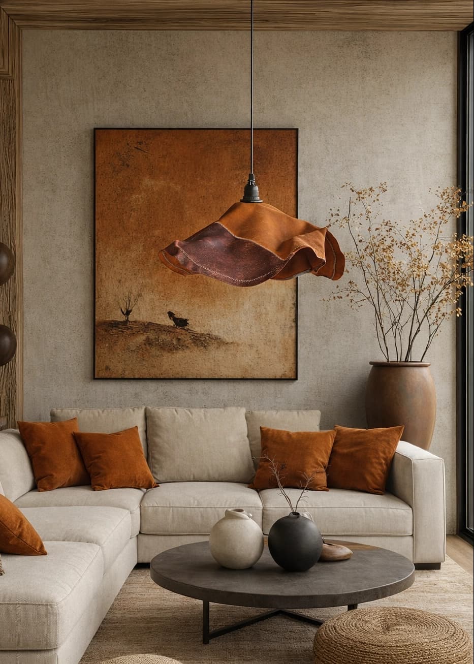 Lámpara colgante Malmo Camel-Burdeo