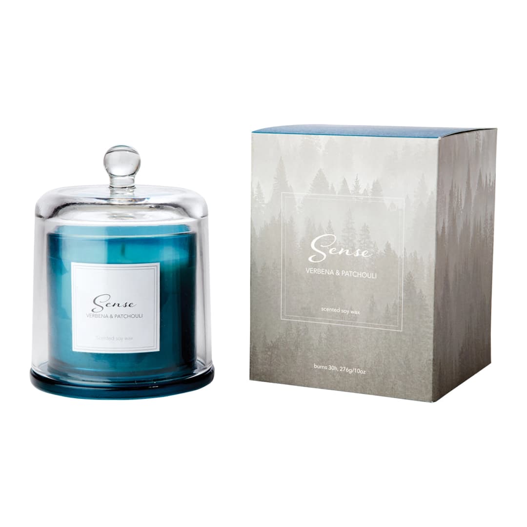 Vela Aromática SENSE Verbena & Patchouli, Azul con Campana