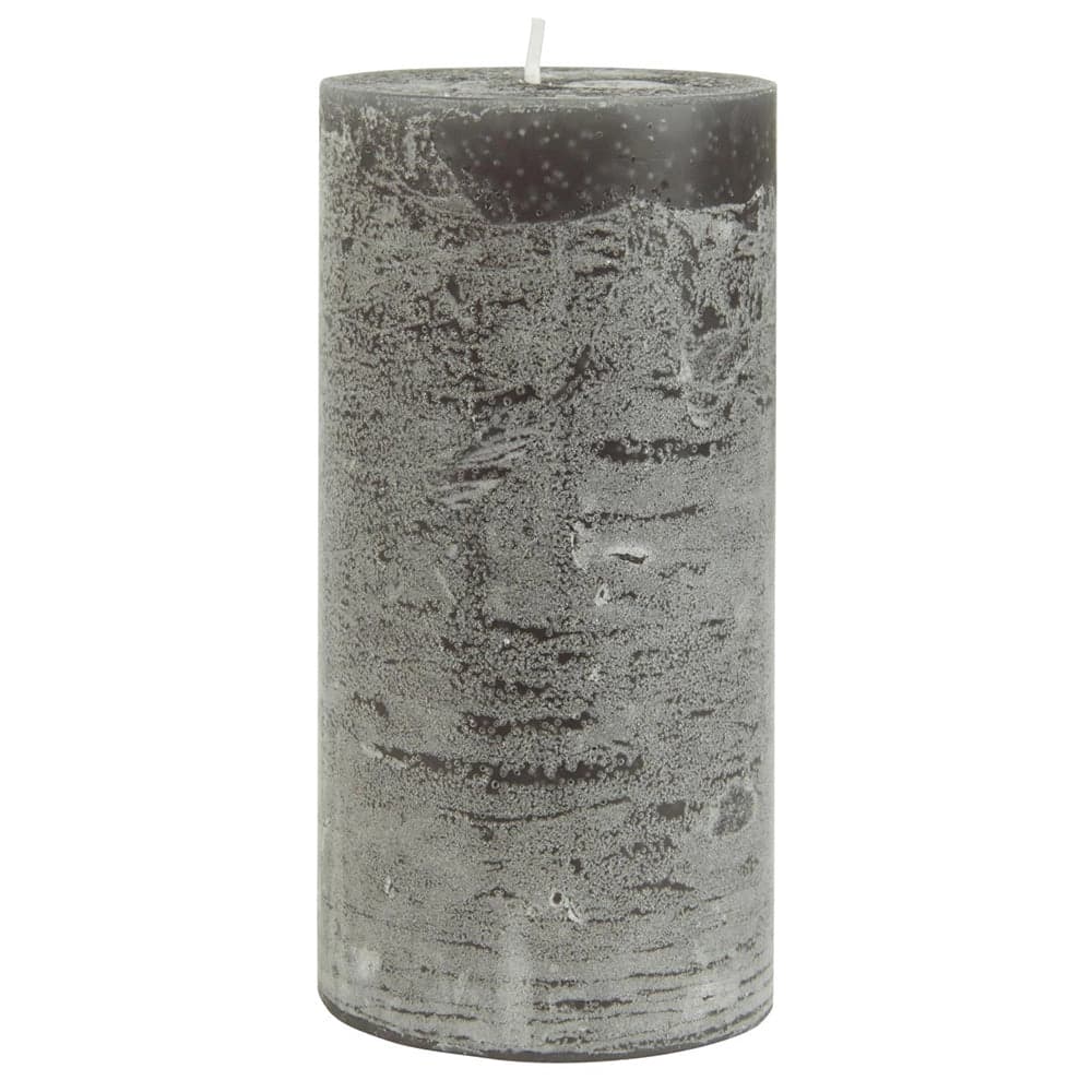 Vela Rústica Gris Oscuro Ø:7 H:14 cm