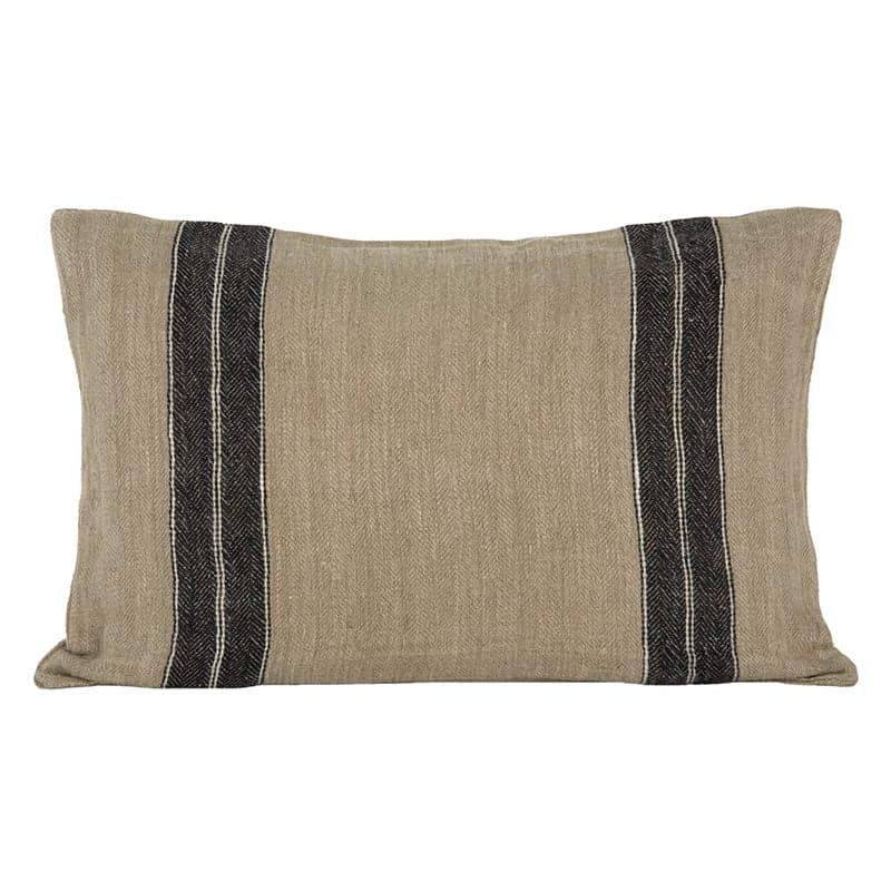 Funda Cojín Lino Sarthe Natural/Blue/Marfil 40x60 cm - 40x60 cm