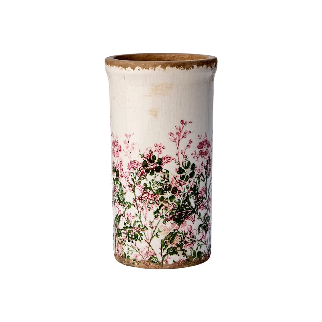 Florero SPRING Blanco/Verde/Rosa, Ø9/11xH21 cm
