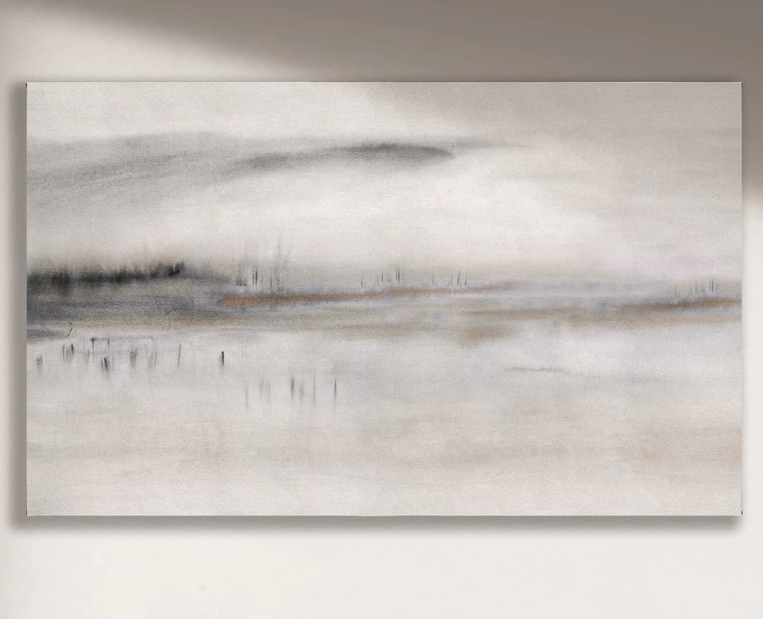 Cuadro Humedal horizontal - 220x130 cm / Lona tensada con bastidor + marco color mañío