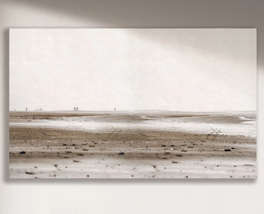 Cuadro playa horizontal - 220x130 cm / Lona tensada con bastidor + marco de madera negro