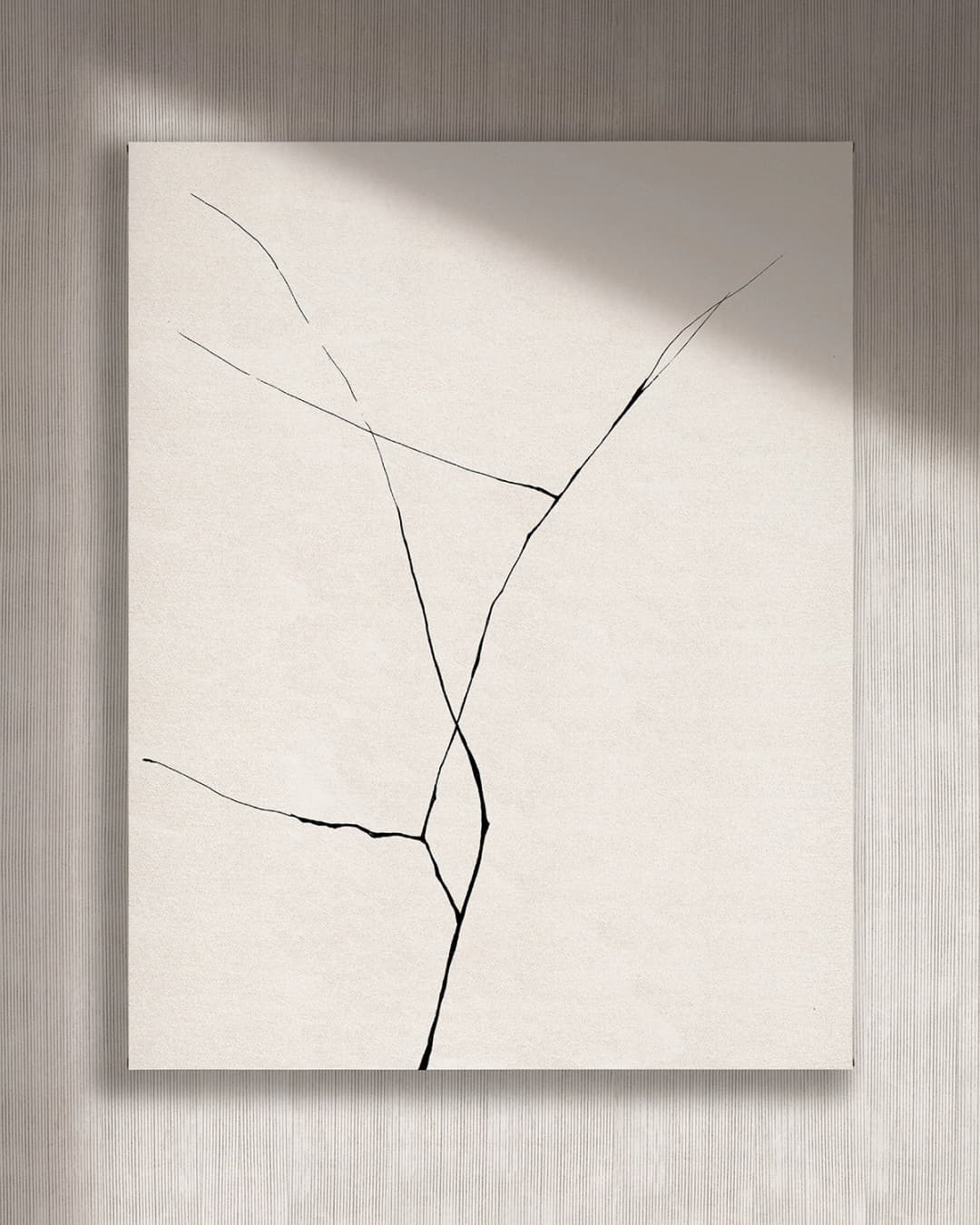 Cuadro Trazo 2 vertical - 70x90 cm / Lona tensada con bastidor + marco de madera negro