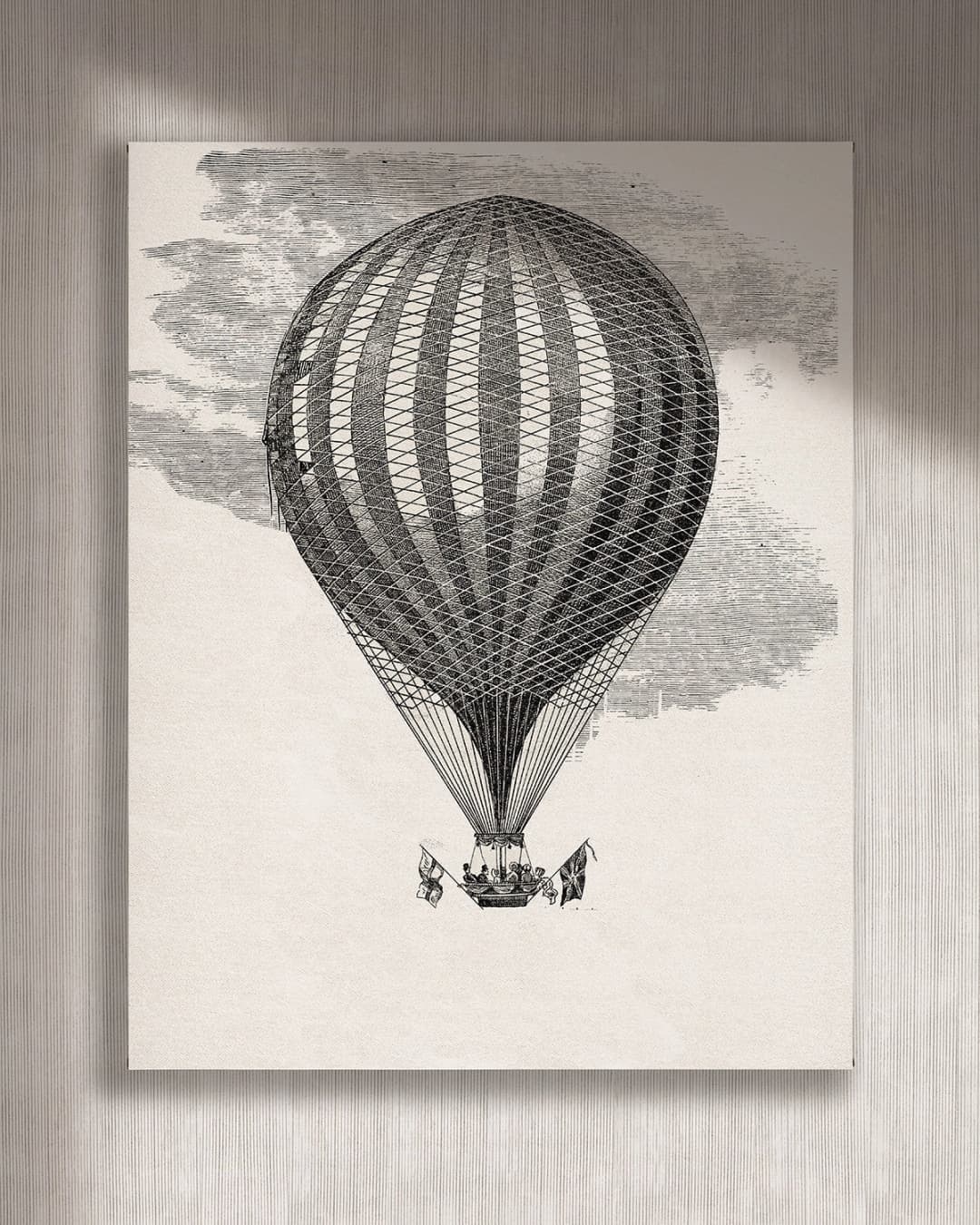 Cuadro Globo blanco vertical - 120x150 cm / Lona tensada con bastidor + marco color mañío