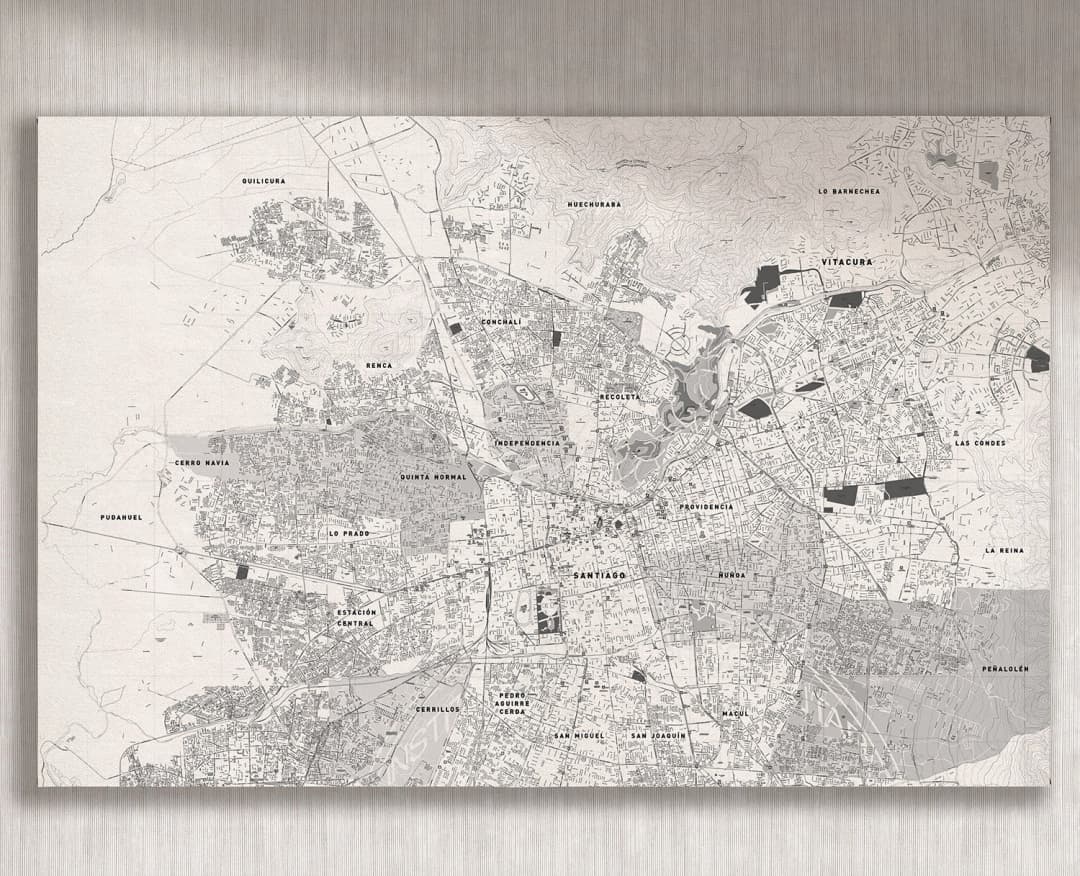 Cuadro Mapa La Ciudad horizontal - 140x90 cm / Lona tensada con bastidor