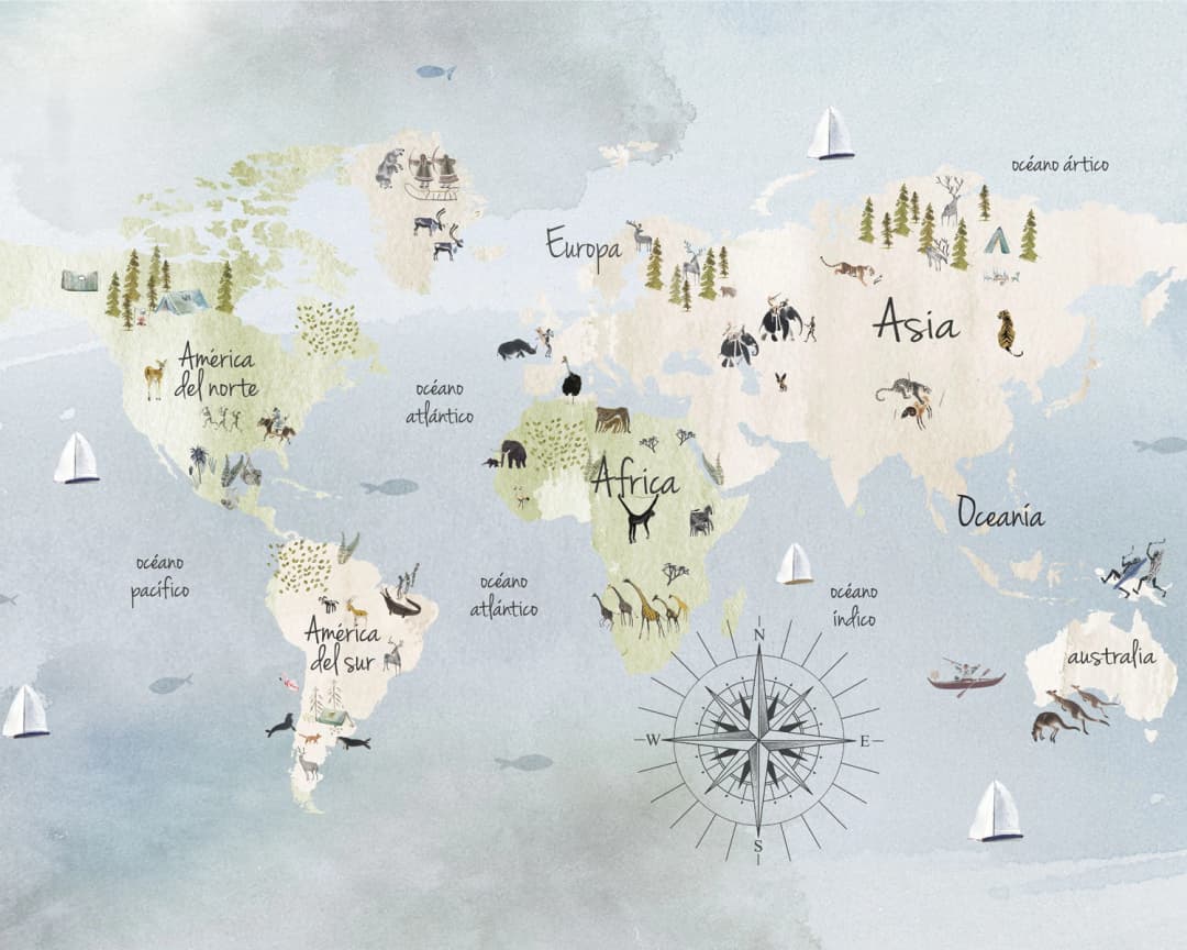 Mapa Acuarela Celeste