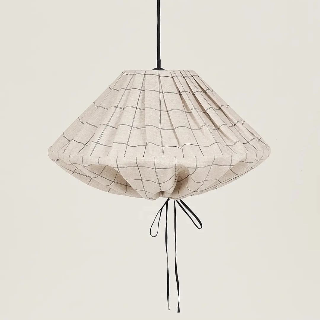 Lámpara colgante lino francés Yumi 50 cm - Charcoal grid
