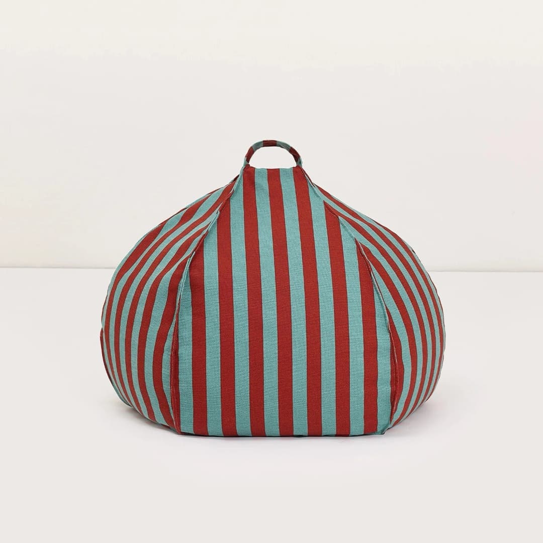 Pouf redondo vibes - Red teal green stripes