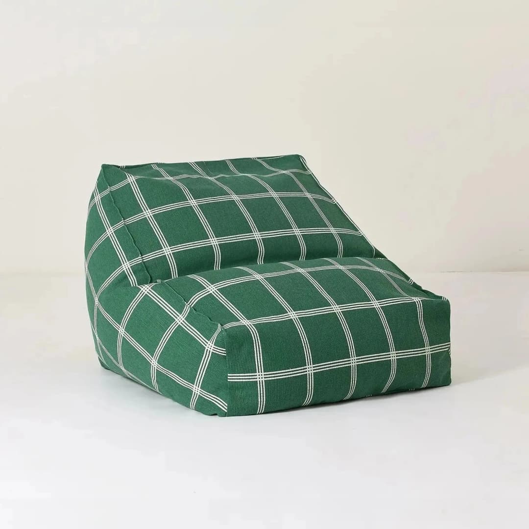 Pouf sillón vibes - Green white windowpane