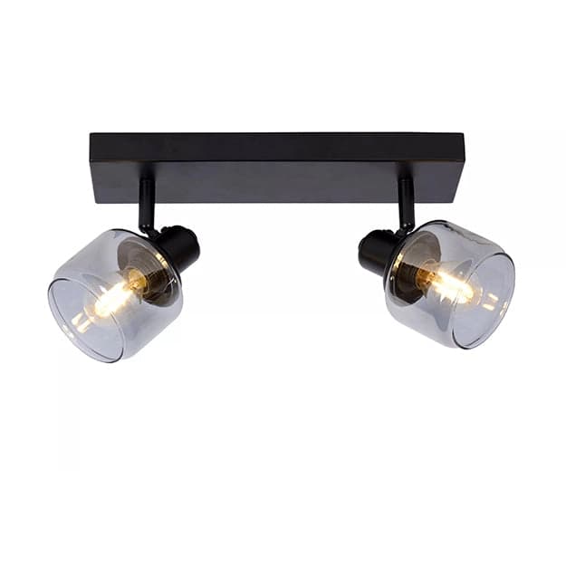 Apliqué metal vidrio negro 30x14 cm 2 luces E14 - LUAP0105