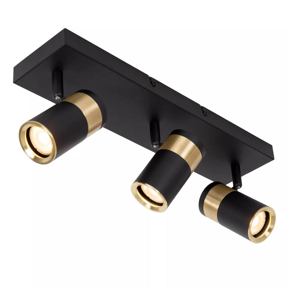 Foco metal negro oro mate de techo o muro 40x15 cm 3 luces GU10 - LUFO0043