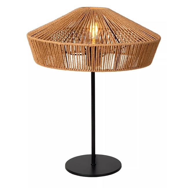Lámpara sobremesa metal negro fibra natural Ø40x50 cm E27 - LULS0162