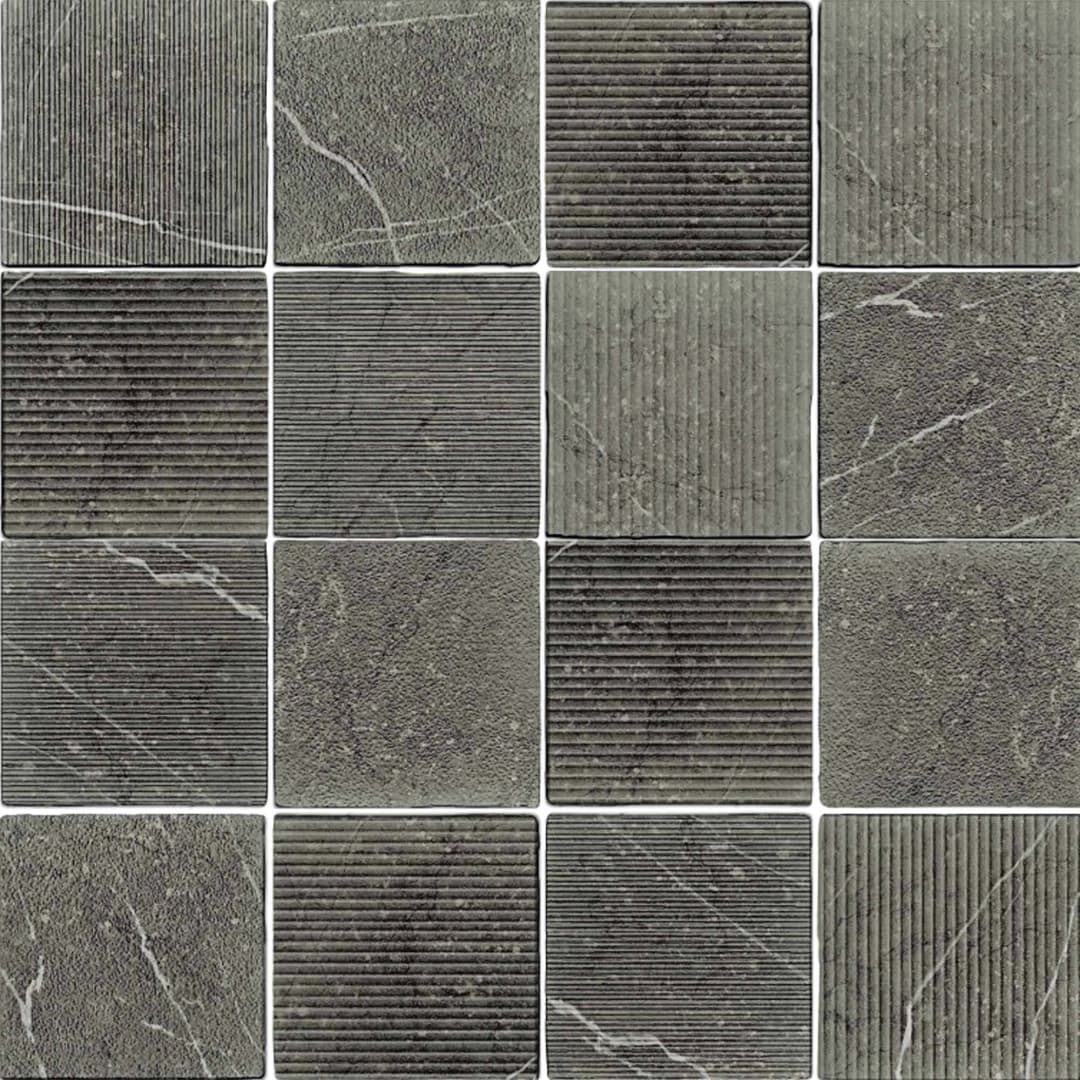 Porcelanato Gea Carved Charcoal Mate Antideslizante 12x12 cm