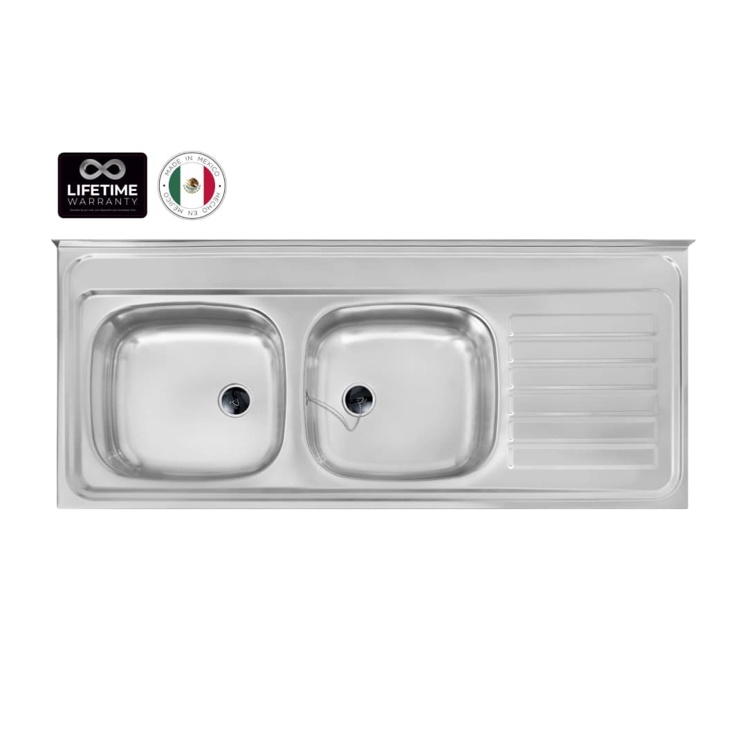 Lavaplatos Teka 2 Cubetas Y Escurridor Acero Inoxidable 1200x500x160 mm