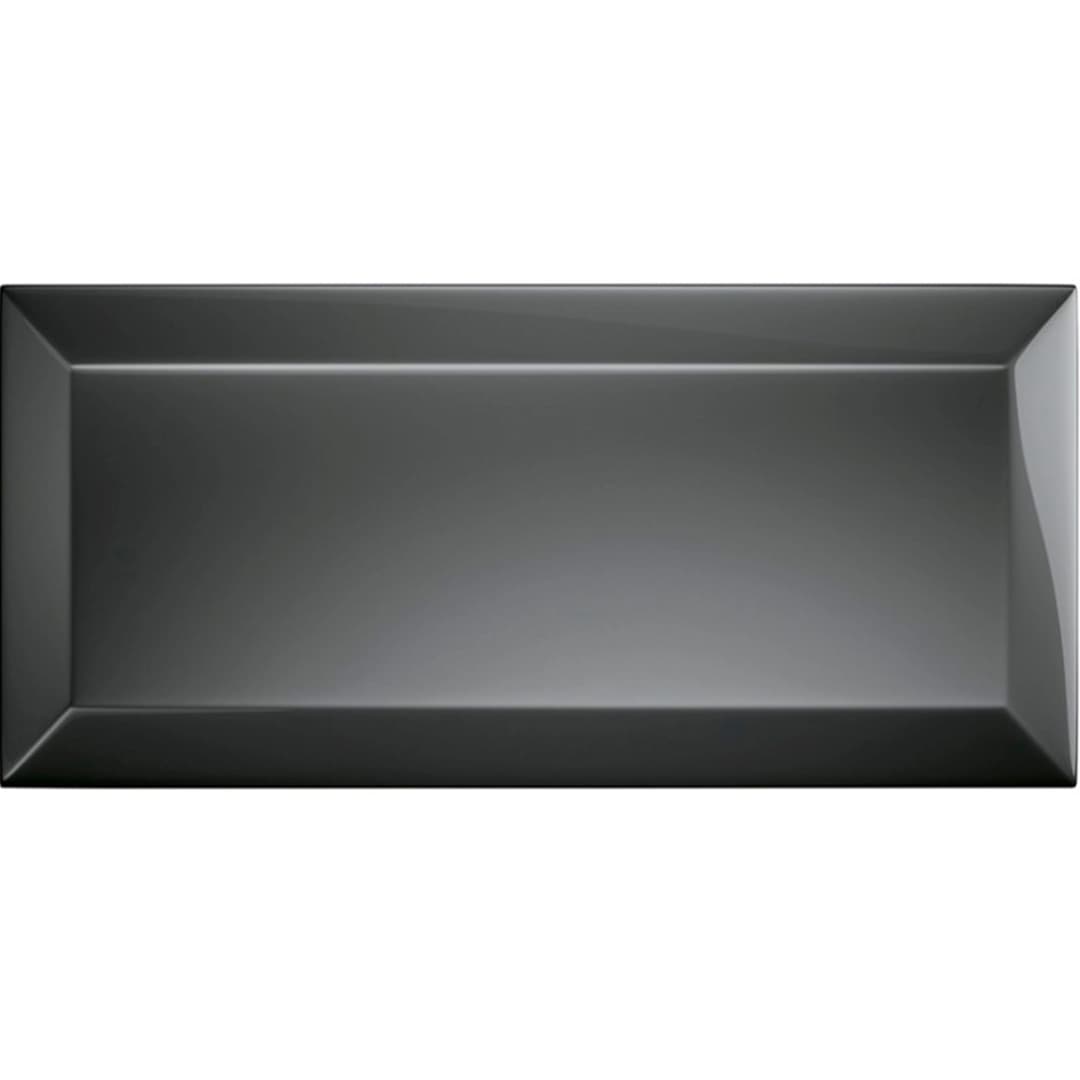 Cerámica Muro Bisote Negro Brillante 7.7x15.4 cm