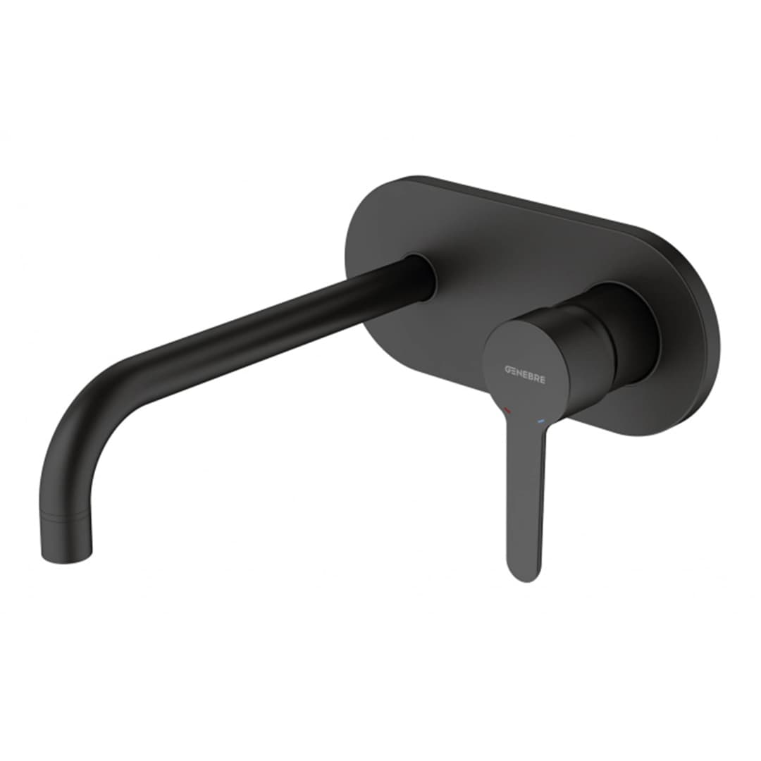 Grifería Lavamanos Oslo Muro 22 cm S/Desagüe Negro Mate
