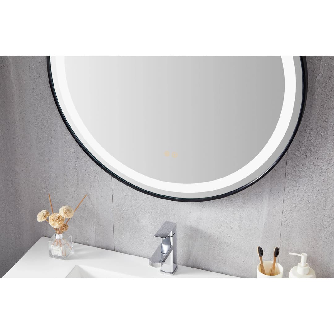 Espejo Urban Redondo Desempañante Led Negro ø80 cm