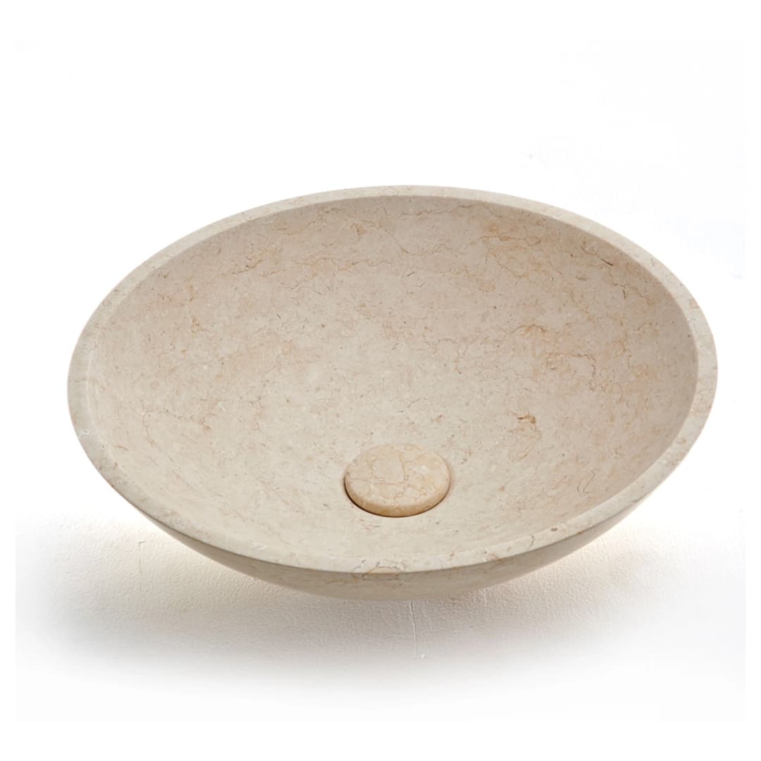Lavamanos Beige de Sobreponer de Piedra con Desagüe, sin Rebalse 40x40x12x cm