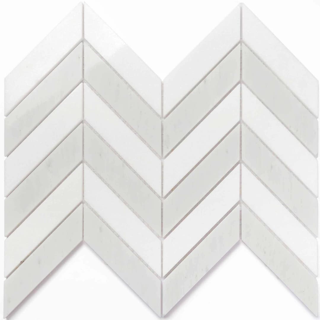 Mosaico Thassos White Chevron 30x30 cm