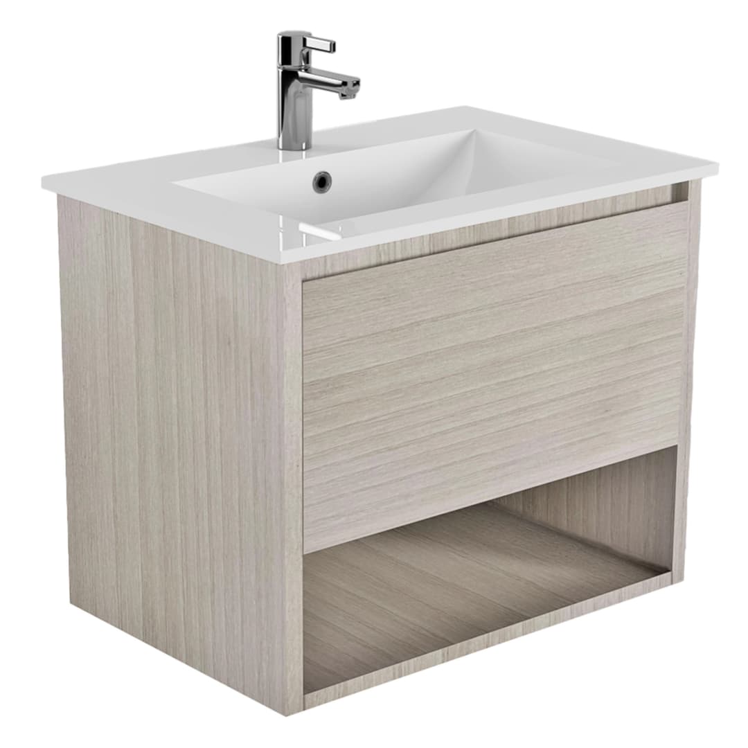 Mueble de Baño Delfos con Lavamanos 900x450x550 mm 1 Cajón y Repisa Danish Oak