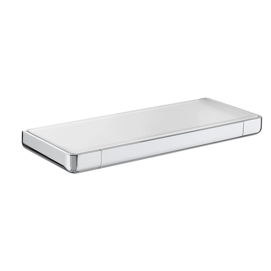 Repisa Tempo Mural Vidrio y Metal Cromado 30x11x2.5 cm
